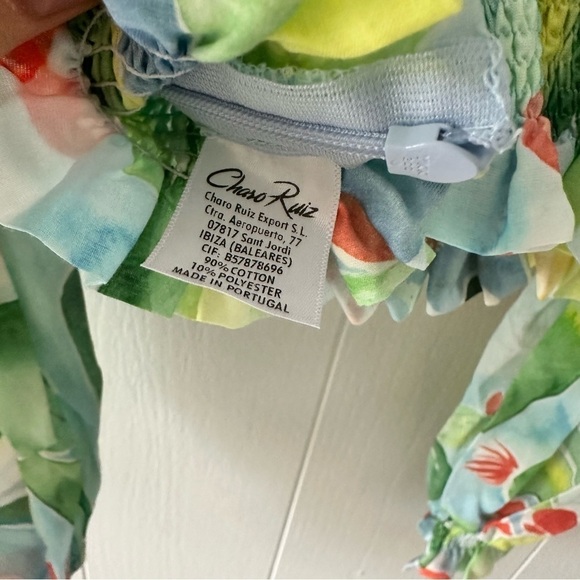 Charo Ruiz Ibiza Brisa Top NWT XS Long Sleeve Cropped Puff sleeve New Green Blue - Picture 12 of 15